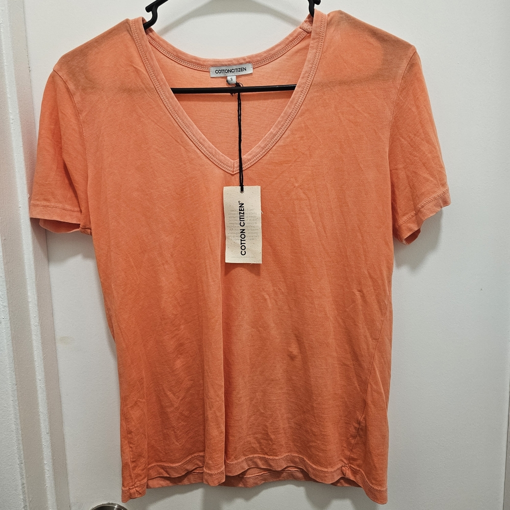 Cotton Citizen Women's Bright Orange V-Neck Tee